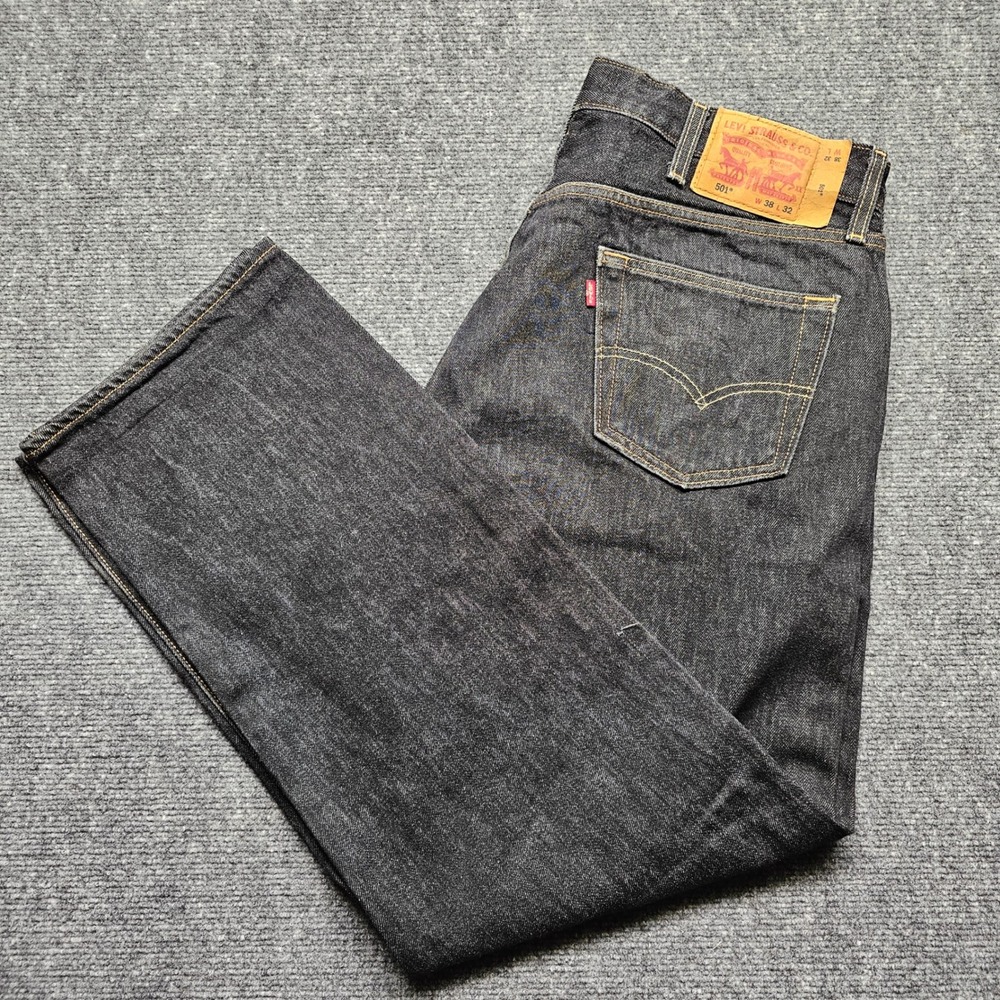 Levis 501 Original Fit Dark Wash Indigo Straight Leg Jeans Mens 38x32 00501-0226